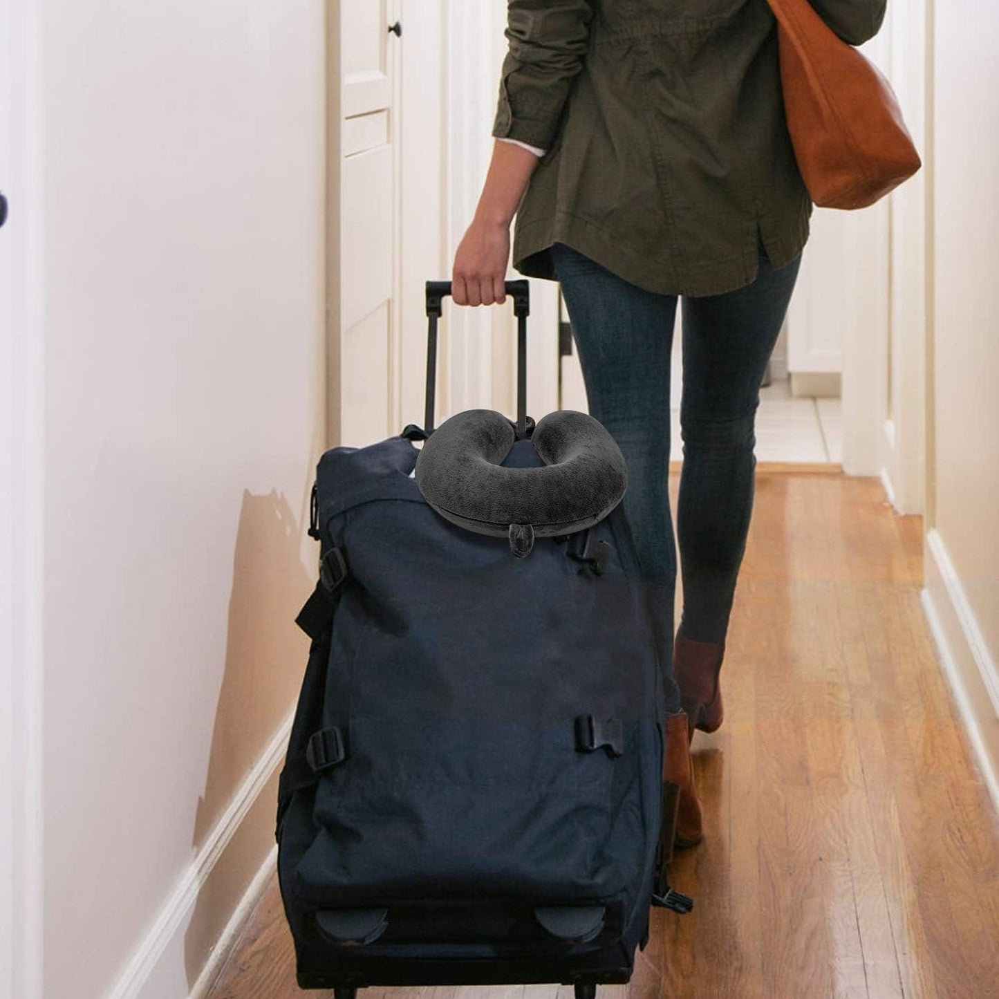 H HOMEWINS 100% Pure Memory Foam Travel Pillow – Soft Neck & Head Support Cushion for Airplane, Car, Home & Office (Black)