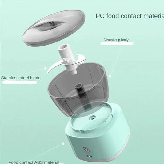 Mini Meat Grinder Mini Electric Mixer Multipurpose Food Processor Anti Slip Food Mincing Machine Wireless Portable Food Mixer 300ml Rechargeable Kitchen Chopping Gadget